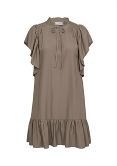 CO`COUTURE KJOLE, TORACC FRILL DRESS, WALNUT